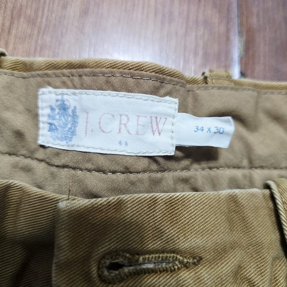 Vintage 1980s -1990's J Crew Men's Chinos 34 x 30 Light Khaki Cream Brown Pants